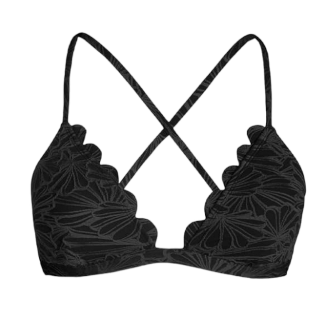 Cupshe  Swimwear Top Scalloped Bralette  Black Small